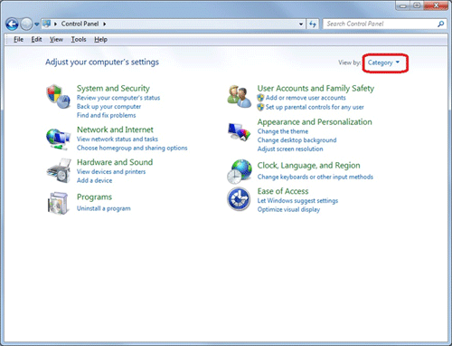 Windows 7 Control Panel View Settings
